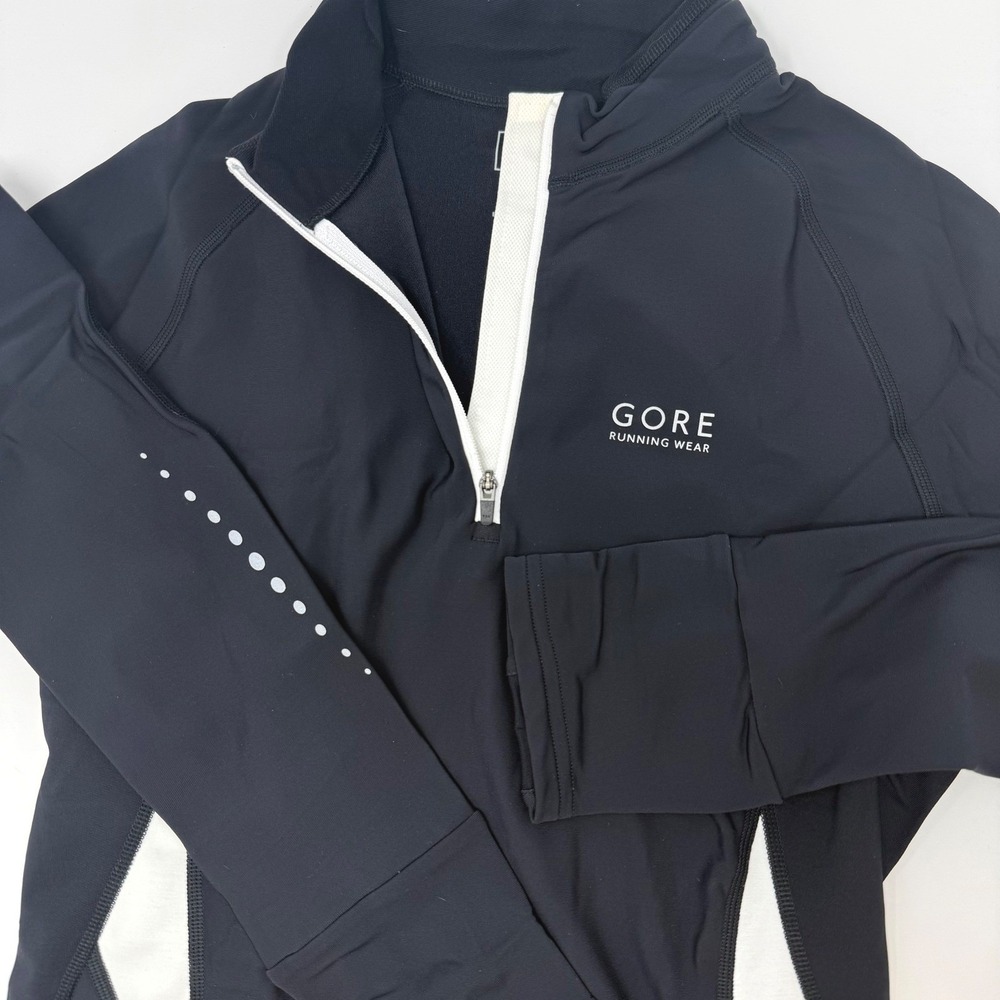 Gore Running Wear Womens XS Black White 1/4 Zip Pullover Long Sleeve Top